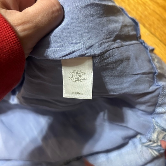 J Jill Sz S  Tropical Floral Blue Dipped Hem V Neck Belted Dress W/pockets - Picture 11 of 11